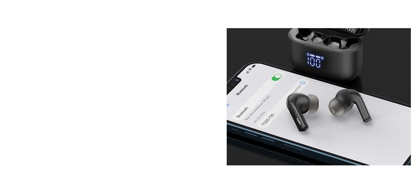 TOZO T20 Wireless Earbuds Bluetooth Headphones 48.5 Hrs Playtime with LED Digital Display, IPX8 Waterproof, Dual Mic Call Noise Cancelling 10mm Broad Range Speakers, New Version