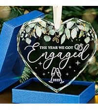 HEXMOZ Wedding Gifts for Couples 2025 - Mr and Mrs Gifts - Bridal Shower Gift, Wedding Ideas for Newly Wed, Bride, Future Mr Mrs - Just Married Glass Ornament 2025, 1st Married Couple Christmas Decor