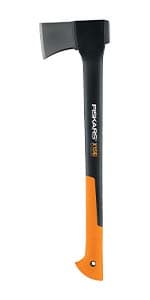 Fiskars X7 Small 14" Hatchet Axe with Sheath for Chopping Wood Kindling for Campfires, Outdoors & Camping, Insert-Molded Forged Steel Head, Low-Friction Blade, Shock Absorbing Handle & Non-Slip Grip