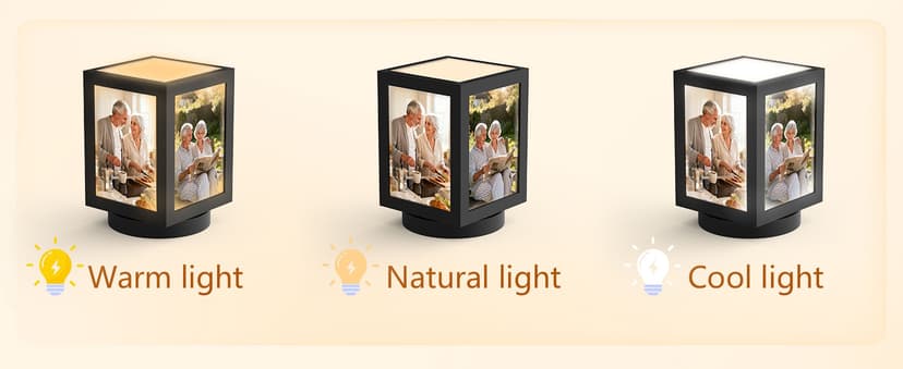 Mixoo 4x6 Picture Frame Light, Vintage Rotating Photo Frame Tabletop Lamp, Touch Desk Lamp for Bedroom Bedside, Table lamps for Office Family Retirement Anniversary Birthday Gifts (Wooden Black) B0FN7D9BXX