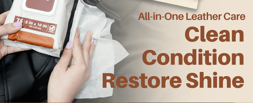 Kreair 3in1 Leather Wipes 75 XL Count, Clean, Condition & Restore Shine, Extra-Large 8"x10" Wipes for Car Seats, Shoes, Furniture & Bags, Thick, Durable & Non-Linting, Safe for All Leather Types