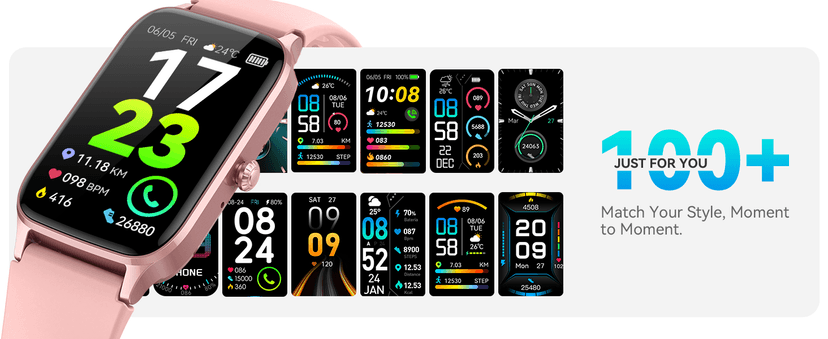 ChronArk Fitness Tracker for Women Men, Activity Smart Watch Compatible with Android iPhone, Step Counter with 110+ Sports, Sleep Monitor, Calorie Counter, IP68 Waterproof (Pink, 1.57)