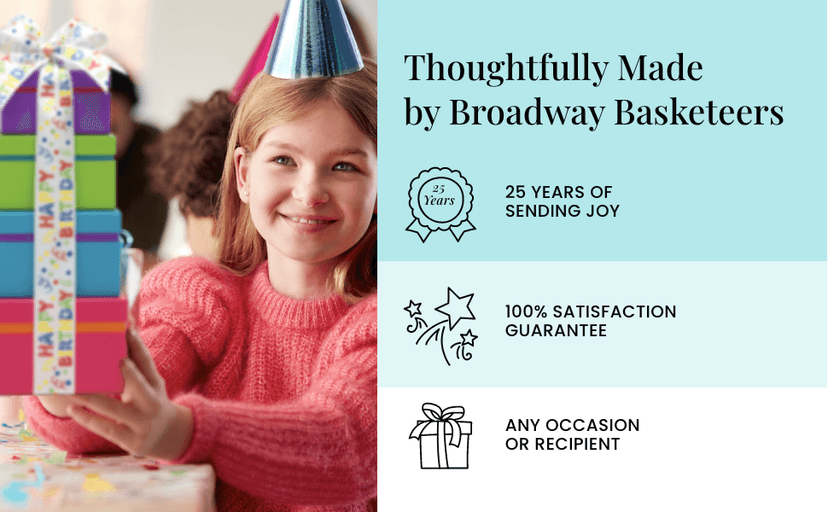 Broadway Basketeers Happy Birthday Gift Baskets for Prime Delivery Gourmet Cookie Gifts Box with Brownies, Individually Wrapped Edible Care Package for Men, Women, Husband, Wife, Mom, Dad, Families