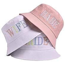Bride Bucket Hat for Bachelorette Party Embroidered Sun Hat Bridal Shower Bride to be Gift White