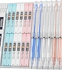 Nicpro 3PCS Cute Mechanical Pencil Set with Case, 0.7 mm Pencils with 6 Tube HB Lead Refill, 3PCS Eraser, 9PCS Eraser Refill for School Supplies Student Writing, Drafting Drawing Sketching
