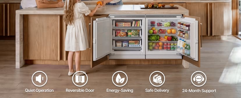 Ca'Lefort 48'' Panel Ready Refrigerator Bundle, Built-in Panel-Ready Fridge with Freezer Perfect for Kitchens -11°F-46°F Precise Freeze Control Reversible Door (Panel Not Included)