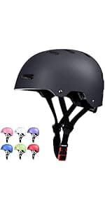 Skateboard Bike Helmet for Adults Women Men Youth Kids (2-3-5-8-14+ Years Boys Girls) - Lightweight Multi-Sport Adjustable Helmets for Bicycle Skateboard Scooter Skate Cycling