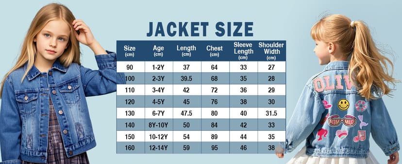 Rryoumisun Personalized Kids Denim Jacket with Names, Custom 1-14 Years Old Girls Boys Spring&Fall Outerwear Jackets B0DDDNW4CR