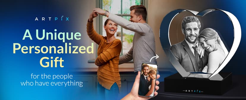 ArtPix 3D Crystal Photo, Personalized Gifts for Women, Wife, Men, Mom, Father, Her, Him, Dad, Grandpa, Great Customized Gift with Your Own Photo, Custom Glass 3D Laser Etched Picture Wedding - Heart