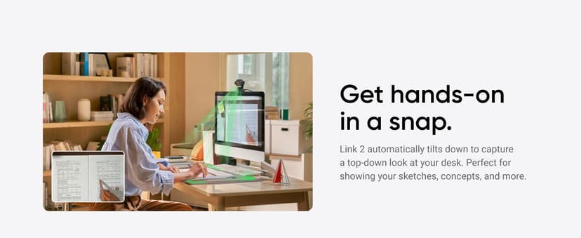 Insta360 Link 2 - PTZ 4K Webcam for PC/Mac, 1/2" Sensor, AI Tracking, HDR, AI Noise-Canceling Mic, Gesture Control for Streaming, Video Calls, Gaming, Works with Zoom, Teams, Twitch & More