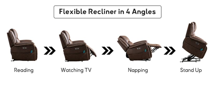 Bonzy Home Power Lift Recliner Chair for Elderly with Massage and Heating, Dual Motor Faux Leather Lift Chair with Spacious Seat, 2 Cup Holders, Adjustable Headrest (Grey Brown)