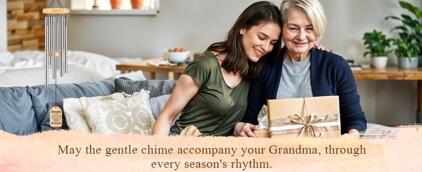 Gifts for Grandma, Grandma Birthday Gifts, Grandma Wind Chimes, Best Christmas Mothers Day Thanksgiving Present for Grandmother, Nana, Granny, 25.5 inches, Silver