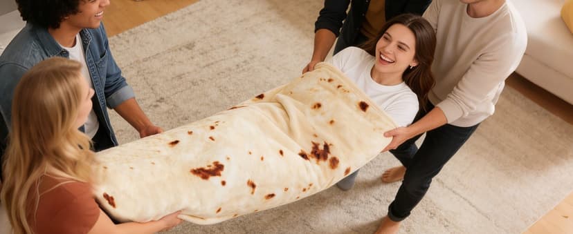 SeaRoomy Burritos Tortilla Blanket, Realistic Food Wrap Blanket Double Sided, Novelty Funny Tortilla Round Giant Soft Blankets (Beige, 47 inches)