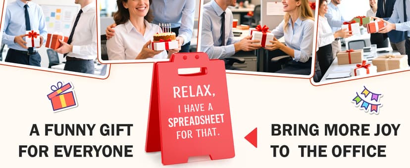 Funny Office Desk Accessories for Work, Office Decor for Women Men, Bosses Day Gifts, Gag Gifts for Coworkers Colleague Boss Lady, Relax I Have A Spreadsheet for That Cubicle Decor Desk Red Sign