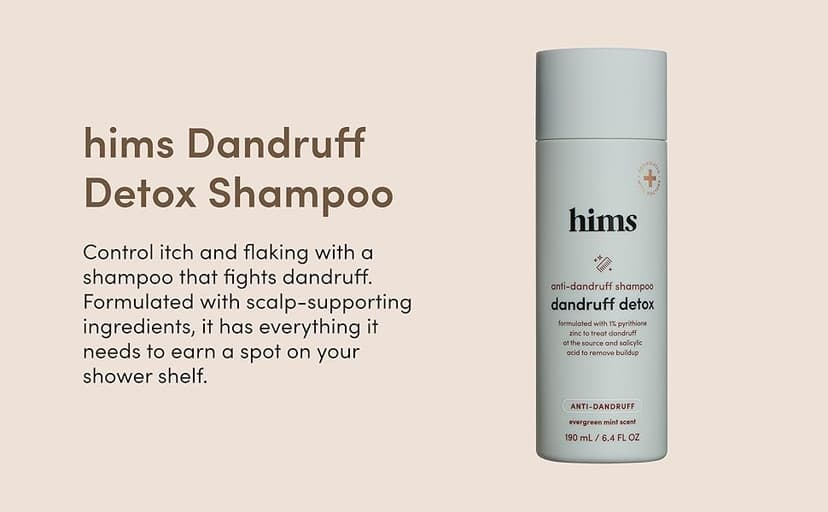 hims Dandruff Detox Anti Dandruff Shampoo, 2 Pack - Anti Dandruff Shampoo for Dry, Itchy Scalp with Pyrithione Zinc 1% and Argan Oil - Paraben Free, Sulfate Free - Evergreen Mint - 2 x 6.4 fl oz