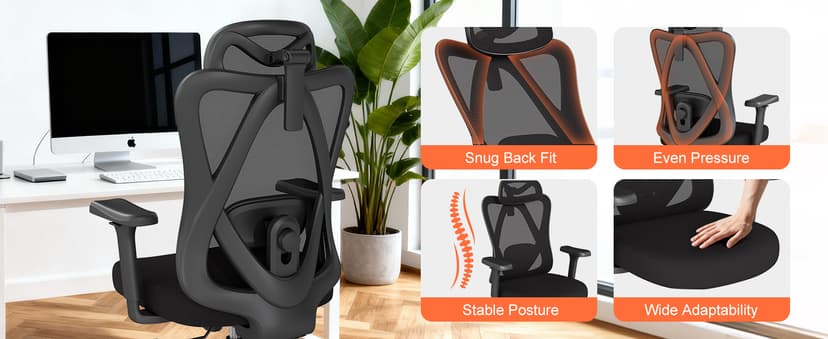 Office Chair Ergonomic Desk Chair,Adjustable Headrest Lumbar Support Computer Chair - Home Office Desk Chairs,300lbs Wide Seat Big and Tall Office Chairs with 3D Armrests, Comfy Desk Chairs (New)
