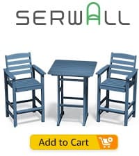 SERWALL 7-Piece Patio Dining Table Sets, Outdoor HDPE Dining Furniture Set with Umbrella Hole Cut-Out Table and 6 Chairs, Blue