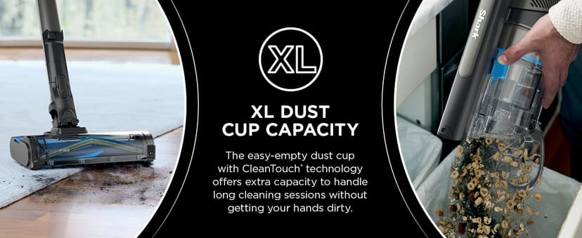 Shark PowerPro Reveal Plus Cordless Vacuum, FloorDetect & Dirt-Reveal Technology, HEPA Filter, Carpet & Hard Floor, Rechargeable, Charcoal, IZ376H