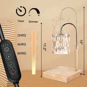 Candle Warmer Lamp with 3 Bulbs, Adjustable Height Dimmable Candle Warmer with Timer, Candle Lamp with Charming Gift Box Ribbon,Birthday Gifts for Women Mom, House Warming Gifts New Home Decor