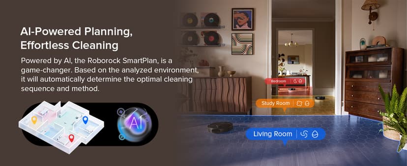 roborock Qrevo Series Robot Vacuum and Mop, 8000Pa Suction, Upgraded from Qrevo S, Anti-Tangle Brushes, Smart Obstacle Avoidance, Auto Mop Washing, All-in-One Dock, 200RPM Spinning Mops, Black(QV 35A)