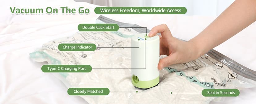 Vacuum Bags for Travel with Rechargeable air Pump, 9 Packs of 3 Sizes Vacuum Seal Bags for Clothing (9 Combo Set)