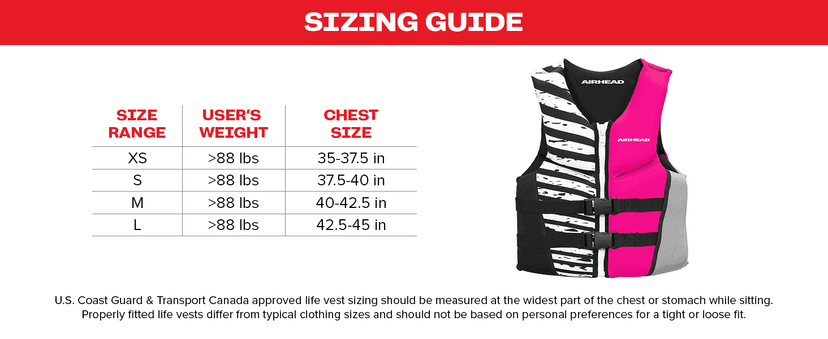 Airhead Wicked Kwik-Dry NeoLite Flex Life Jacket for Kids - USCG Approved Life Vest for Youth, Child & Infant, Watersports Vest for Boating, Tubing & Swimming, Hot Pink