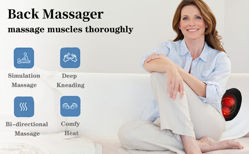 Papillon Shiatsu Back Massager with Heat,Fathers Day Dad Gifts for Men, Dad, Deep Tissue Massage for Neck, Shoulder, Upper & Lower Back Pain Relief, Electric Kneading 3D Massage Pillow (Gray)