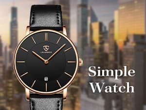 L LAVAREDO Watch for Men, Extremely Thin Mens Watches Minimalist Analog Men's Leather Wrist Watches with Time/Date, Birthday Gift for Men Boyfriend