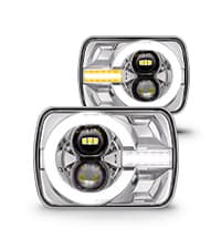 TRUE MODS 7x6 5x7 H6054 Black LED Headlights H4 Sealed Beam Replacement Lamp for Jeep Wrangler YJ Cherokee XJ Chevy Express Blazer S10 Van GMC Savana Ford Econoline E150 Nissan D21 Toyota Pickup Truck