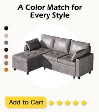 JFHID Leather Sleeper Sofa Couch with Pullout Bed, 80'' Sofa Bed with Storage Chaise, Pull Out Couch with USB&Cup Holders, L-Shaped Convertible Couches for Living Room-Faux Leather, Black