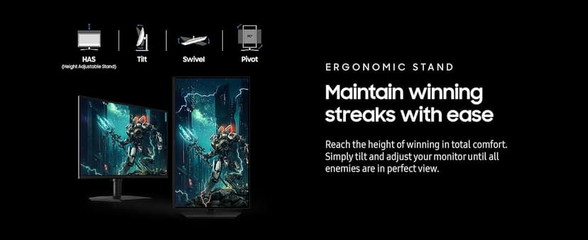 Samsung 32” Odyssey G5 G50F QHD Resolution Gaming Monitor, 180Hz Refresh Rate, Fast IPS Panel, HDR10, NVIDIA G-Sync Compatible, 1ms Response Time (GtG), AMD FreeSync™, Adjustable Stand, LS32FG502ENXZA