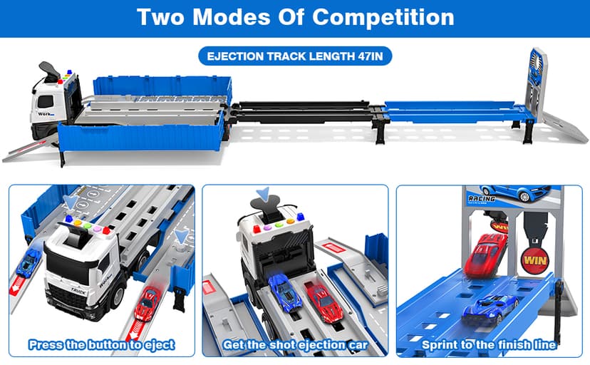 Carrier Truck Race Track Toddlers Toys, Foldable 3 Layer Track Playset, Toy Truck Transport Car Carrier & 8 Race Cars, Truck Car Kids Toys Xmas Gifts for Age 3 4 5 6+ Years Old Boys Girls