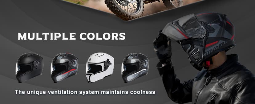 TRIANGLE Modular Motorcycle Helmets for Men Flip Up Full Face Helmet Dual Visor with Internal Sunshield DOT Approved