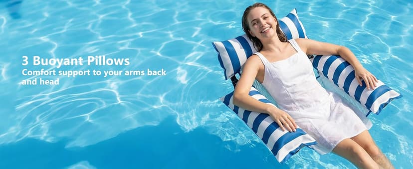 Jasonwell Inflatable Pool Floats Adult - Fabric Pool Floaties Chair Lake Beach Floating Lounger Chair Swimming Pool Noodles Water Hammock Float Mesh Party Floaty Toys Fun for Adults Heavy Duty