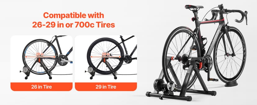 VEVOR Bike Trainer, 6 Level Resistance, 26-29 in & 700C Wheels, Foldable Magnetic Bicycle Stationary Stand for Indoor Exercise Riding with Quick Release Skewer & Front Wheel Riser Block for Road Bikes