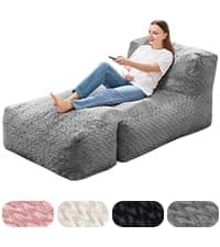Hobestluk Bean Bag Chairs Large Bean Bag Couch for Adults Stuffed Sofa Chair Comfy Giant Bean Bag Chair with Spacious Design for Reading, Playing or Relaxing (Grey)