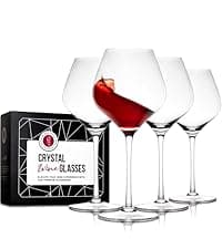 Gusto Nostro Crystal Wine Decanter with Aerator Pourer - Premium Hand-blown Lead-free Glass Wine Decanter Set for Red Wines - Carafe with Lid Filter for Smooth Pouring - Stainless Steel Spout Included