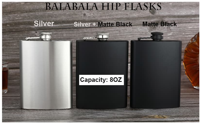 BALABALA Hip Flasks for Liquor for Men Women 12 pcs 8Oz Matte Black Stainless Steel Flask with 12 pcs Funnels for Wedding Party Groomsman Bridesmaid Birthdays Gift