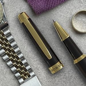 Luxury Rollerball Pen in Black with 24K Gold | Elegant Gift Set for Men & Women