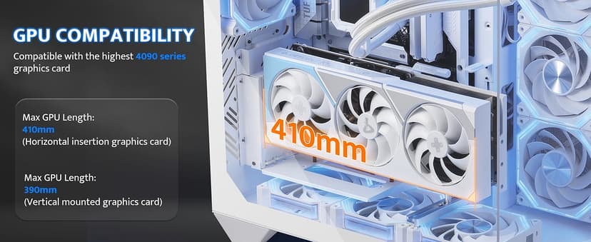 darkFlash Full-Tower ATX Gaming PC Case, Back Plug-in Motherboard, Vertical GPU Mounting, Dual-Chamber, Panoramic Glass, Up to 2 x 360mm Radiators, RTX 40 Compatible(DY470) (1 PWM ARGB Fans, White)