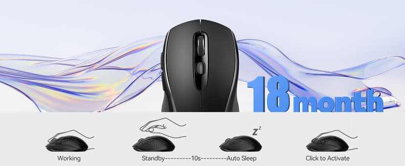 TECKNET Bluetooth Mouse, 4000DPI Wireless Mice for Laptop 2-in-1(BT 5.0/3.0+2.4Ghz) Computer Portable PC Mouse Wireless with USB Receiver for Mac (USB-A+Bluetooth, Black)