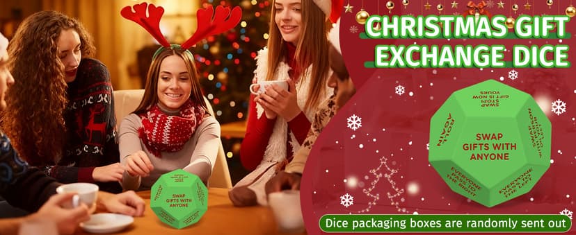 Santa Swap Gift Exchange Dice, 3 * 3in Exchange Gifts Family Game, Christmas Stocking Stuffers Gift Exchange Dice Games for Boys and Girls, Gifts for Xmas, Birthday, Party and Family Night, Holiday