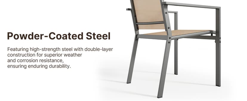 Ahomly Patio Table and Chairs Set for 6, Outdoor Dining Set Includes 59.5" Rectangle Patio Table with Side Umbrella Hole and 6 Textilene Fabric Patio Chairs for Backyard, Courtyard, Poolside, Brown