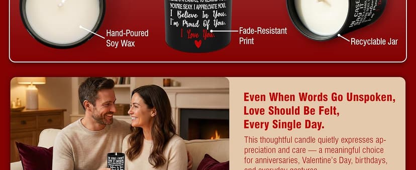 TEEZWONDER Anniversary Wedding Gifts for Women Men - Long Lasting Vanilla Lavender Candle 10 Oz - Birthday Romantic Gifts for Him Her, Girlfriend Boyfriend Birthday Gift Ideas, Gift for Husband Wife