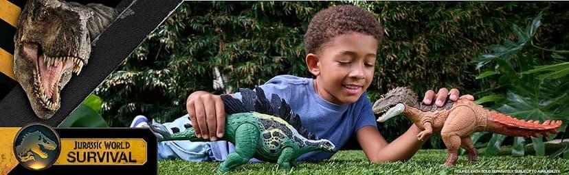 Mattel Jurassic World Dinosaur Figure Toy, Gigantic Thrashers Large Stegosaurus with 2 Attack Action & Evolve Feature, Digital Play