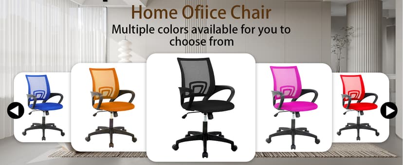 Office Chair, Desk Chair with Lumbar Support Arms, Adjustable Computer Chair with Breathable Mesh Backrest, Home Office Desk Chairs for Student, Adults, Study, Dorm, Comfortable Office Chair(Red)