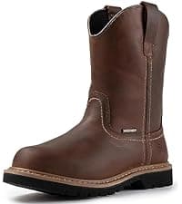 SUREWAY Mens Heavy Duty Soft/Composite/Steel Toe Work Boots for Men-Comfortable,GoodyearWelt,Full Grain Leather,6 in Wedge Moc Toe Construction Boots/Shoes