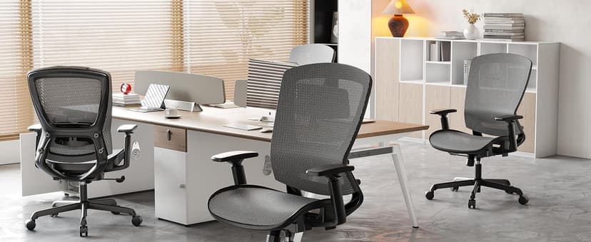 ELABEST T96 Mesh Office Chair,Ergonomic Computer Desk Chair,Sturdy Task Chair- Adjustable Lumbar Support & Armrests,Tilt Function,Comfort Wide Seat,Swivel Home Office Chair