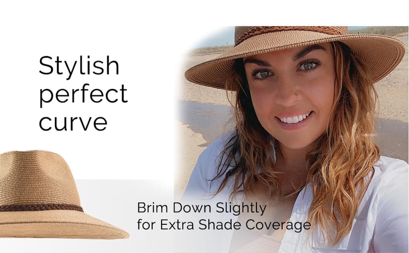 FURTALK Sun Hats for Women Summer Wide Brim UV UPF 80+ Panama Fedora Foldable Packable Straw Beach Hat