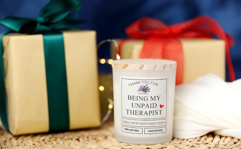 Thank You for Being My Unpaid Therapist - Friendship Gifts for Women Scented Candles Birthday Gifts for Friends Work Besties Mom Female Roommate Ideas Gifts